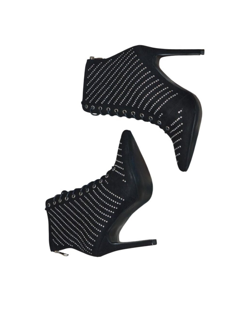NWOT Shoe Dazzle Cordelia Bedazzled Lace Up Heeled Boots Women's Size 10 Glam - Picture 6 of 9